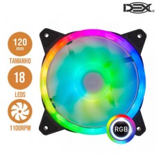 Cooler Fan para Gabinete Fan Dupla Face com 18 LEDs RGB 12x12cm DEX DX-12V